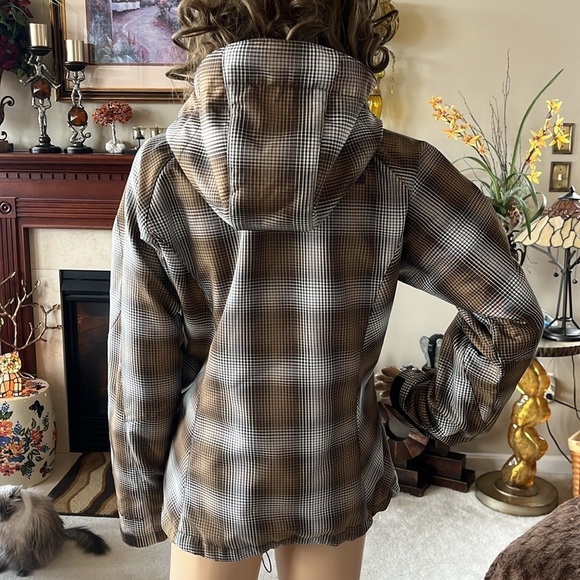 The North Face Morgan TNF Apex Brown Plaid Ski Snowboard Zippered Hooded Jacket - Picture 10 of 16